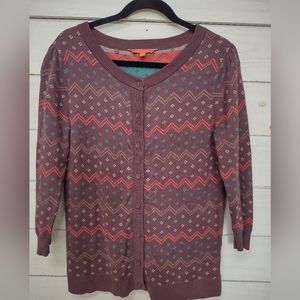 Modcloth Zigzag Cardigan - Brown and Red